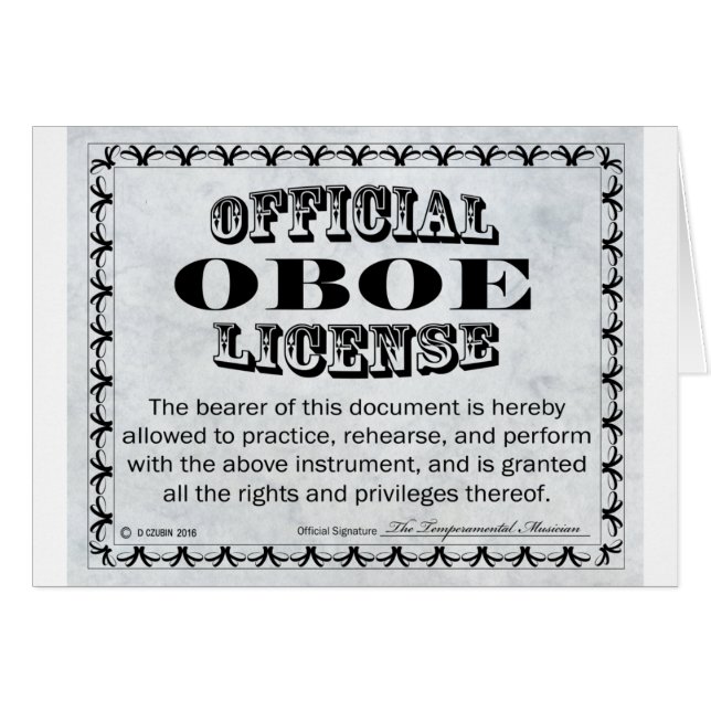 Oboe License (Devant horizontal)