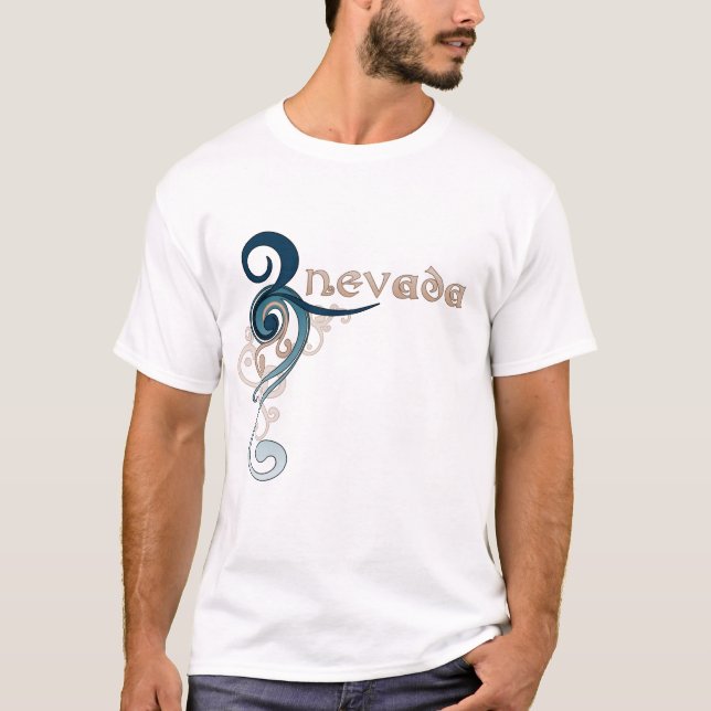 Obscurité bouclée bleue de T-shirt du Nevada de (Devant)