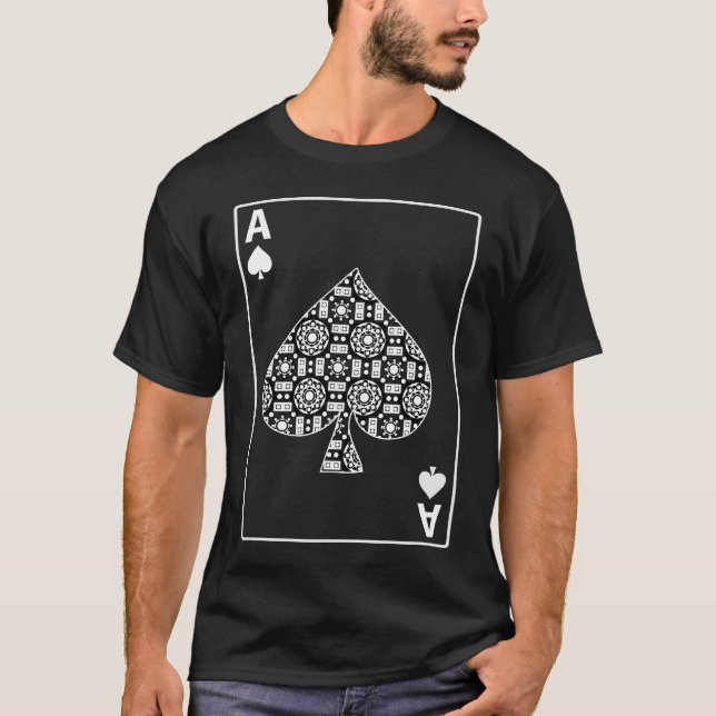 Obscurité de T-shirt de carte d'as de pique (Devant)