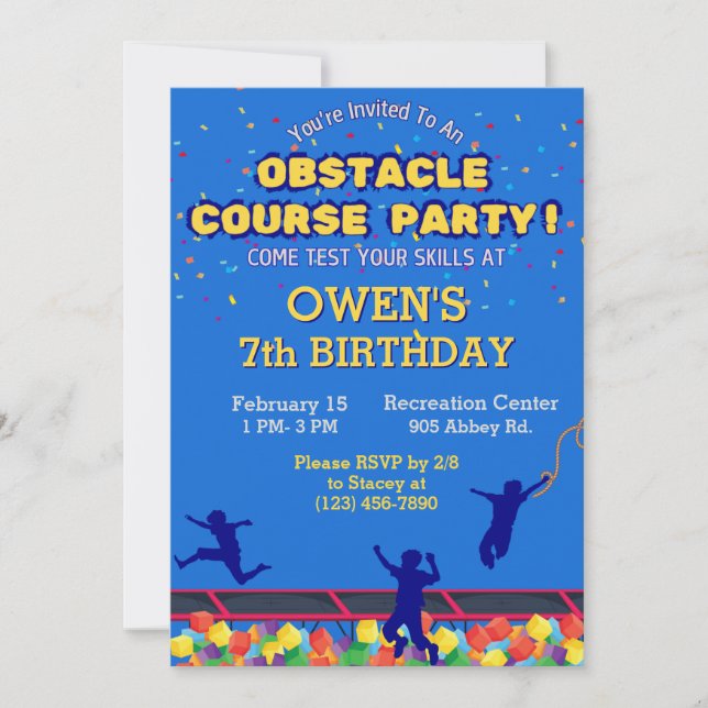 Obstacle Course Anniversaire Invitation (Devant)