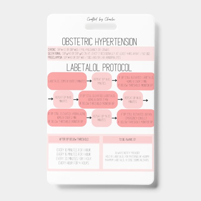 Obstetric Hypertension Nurse Reference Badge (Avant)