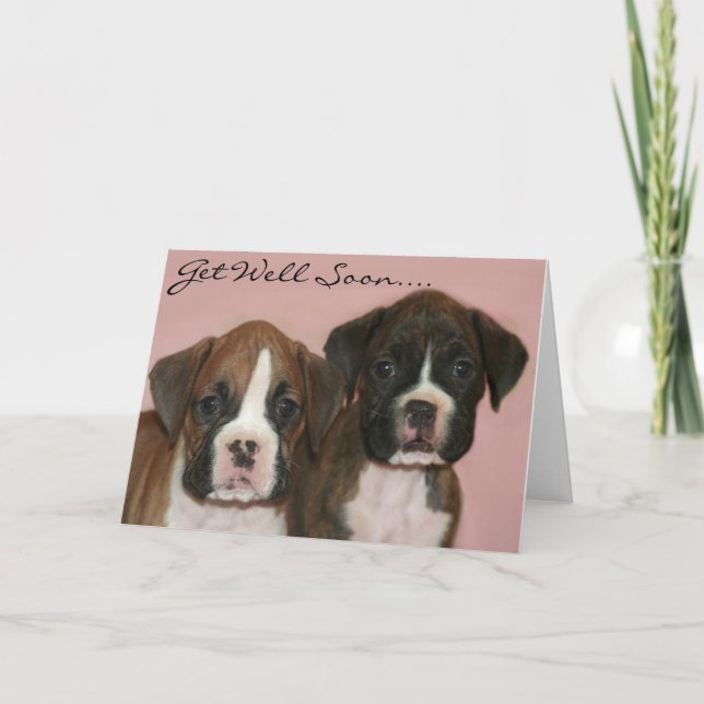 Obtenez bientôt Boxer Puppies carte de voeux (Devant)