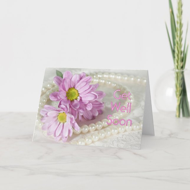 Obtenez bientôt carte avec marguerites (Devant)