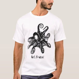 Obtenez Kraken ! T-shirt de STeampunk de poulpe de