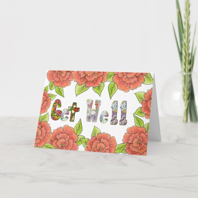 Obtenez une carte de bien-être avec des roses (Devant)