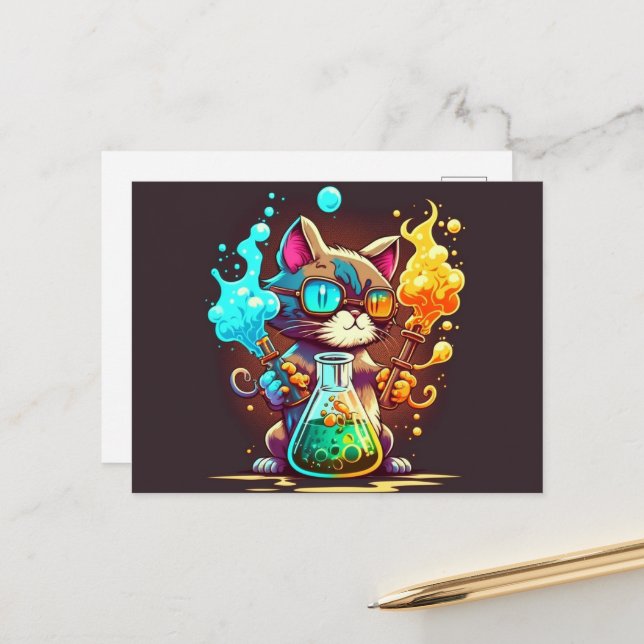 Obtenez une carte postale de chat et de création (Devant/Arrière en situation)