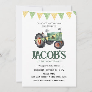 Obtenez votre tracteur 1er Invitation anniversaire