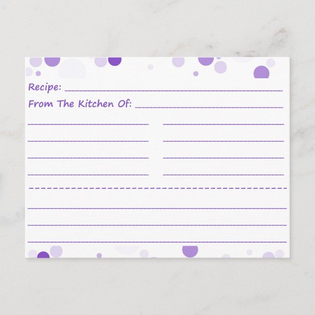 Obtenir des cartes de recette vierges (Devant)