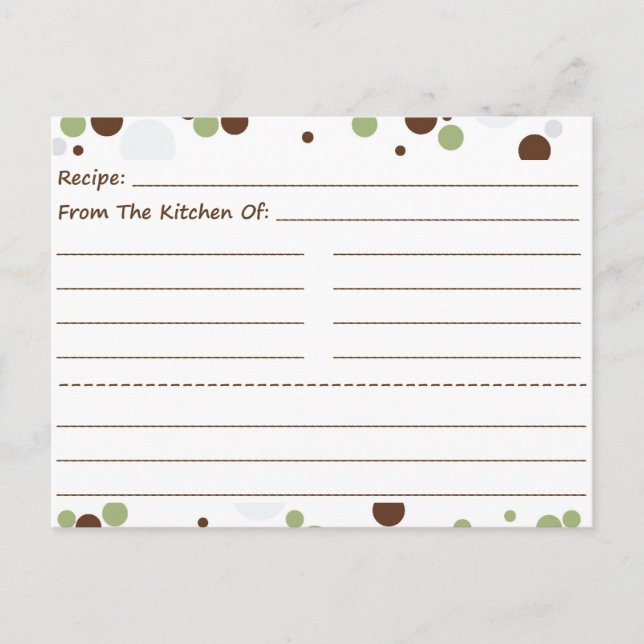 Obtenir des cartes de recette vierges (Devant)