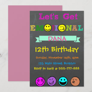 Obtenons Emojinal, Emoji Girl Birthday Invitation