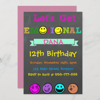 Obtenons Emojinal, Emoji Girl Birthday Invitation
