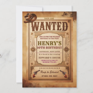 Occidental Recherché Cowboy Invitation d'anniversa