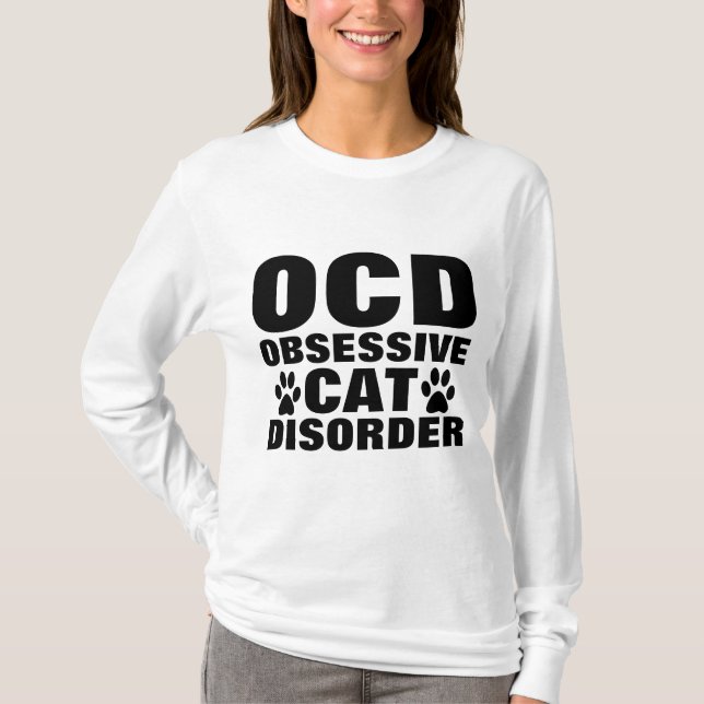OCD OBSESSIVE CAT TROUBLE Drôle T-shirts (Devant)