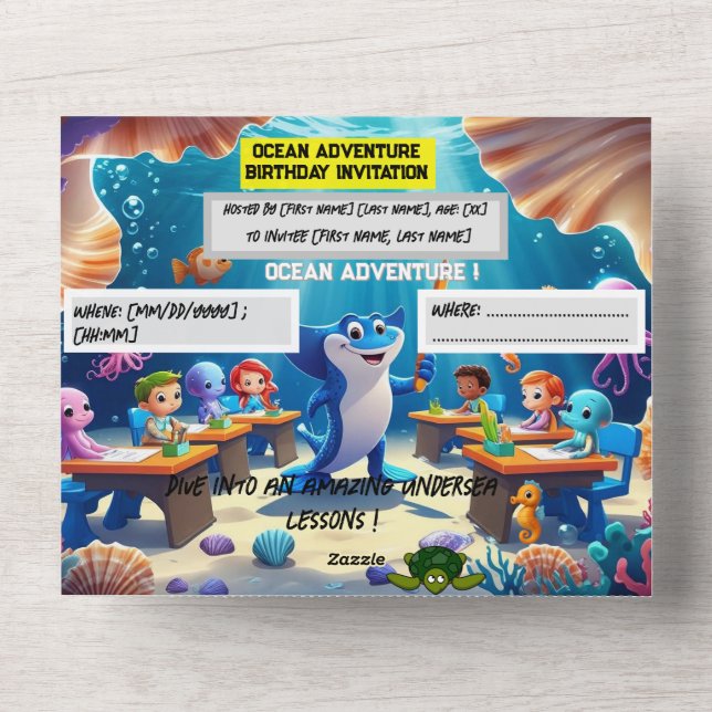 Ocean Adventure Classroom Anniversaire - Carte Pla (Recto)