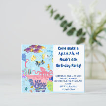 Ocean Animals Invitation Anniversaire Carte postal