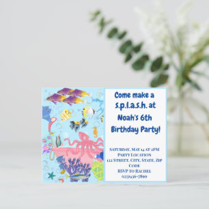 Ocean Animals Invitation Anniversaire Carte postal