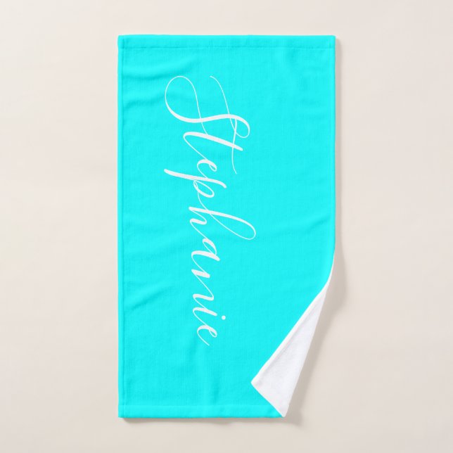 Ocean Aqua serviette monogramme personnalisée (Serviette à main)