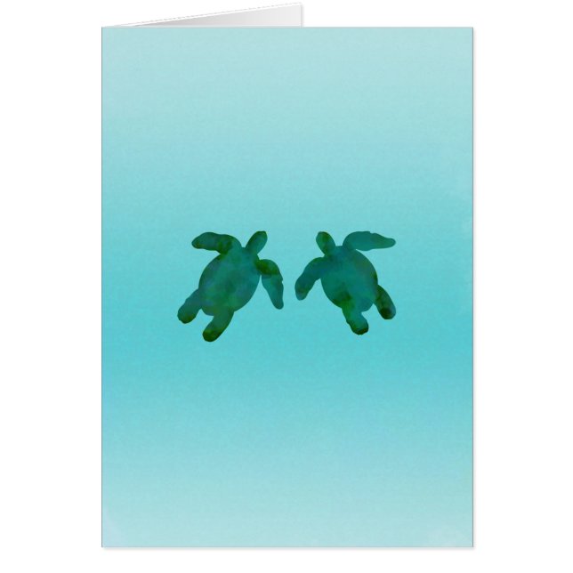 Océan Aquarelle Vert Bleu 2 Tortues de Mer (Devant)