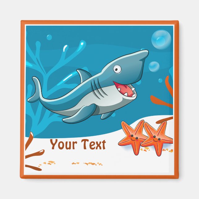 Océan Aquatic Cute Shark Aimant Personnalisé (Devant)