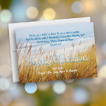 Ocean Beach Dunes Joyeux Noël Cartes chrétiennes<br><div class="desc">Carte de Noël des dunes de plage avec écriture. Noël chrétien, cartes à plat avec texte à personnaliser avec salutation, signature et écriture. L'exemple de verset est tiré du livre d'Ésaïe : Pour nous, un enfant naît, pour nous un fils est donné, et il sera appelé le merveilleux conseiller, Dieu...</div>