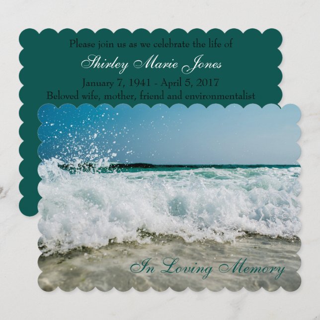 Ocean Beach Memorial à Sea Faire-part (Devant / Derrière)