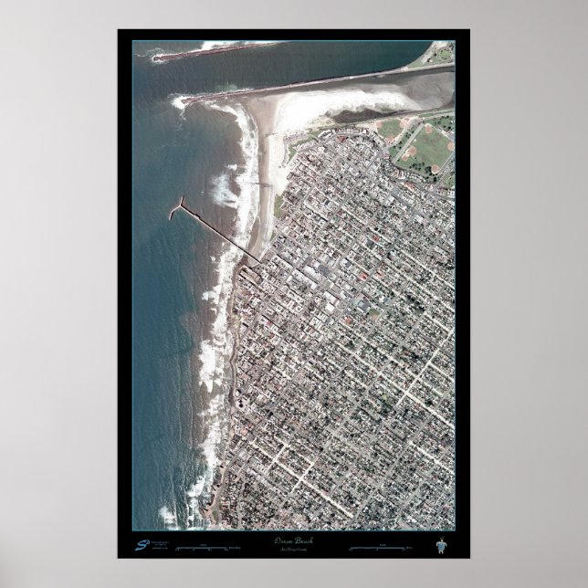 Ocean Beach San Diego Californie affiche satellite (Devant)