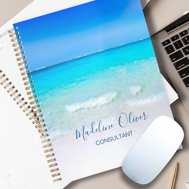 Ocean Beach Sea Travel Business Aqua Blue Modern (Créateur téléchargé)