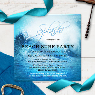 Ocean Beach Surf Summer Party Invitation
