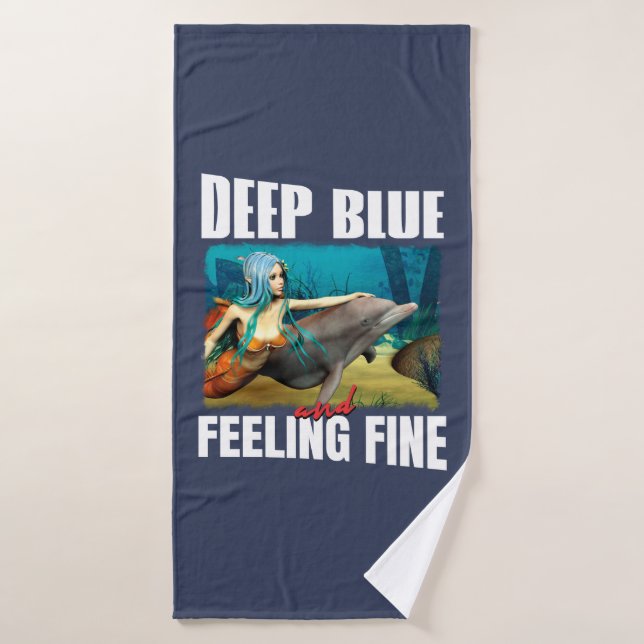 Océan Bleu Sentimental Art Mermaid Dauphin (Serviette de bain)