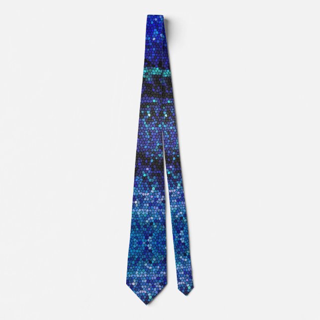 Ocean Blue Abstrait Mosaic Mens Cravate (Devant)