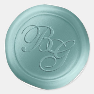 Ocean Blue Calligraphie Monogramme Stickers cire S