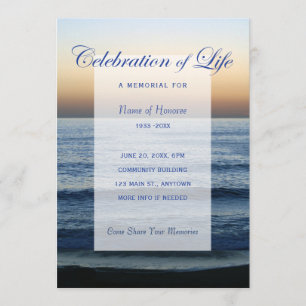 Océan Blue Celebration of Life Memorial Invitation