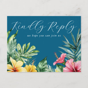 Ocean Blue Floral Demande de chanson RSVP Carte po