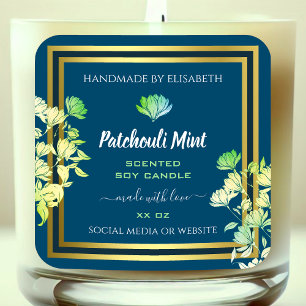 Ocean Blue Floral Emballage de produits Étiquette 