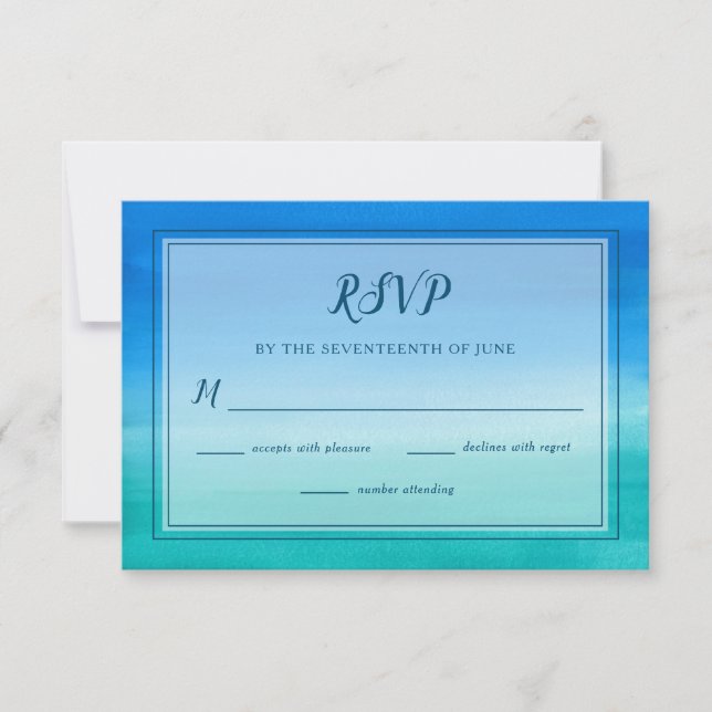 Ocean Blue Green Beach Wedding Carte RSVP (Devant)