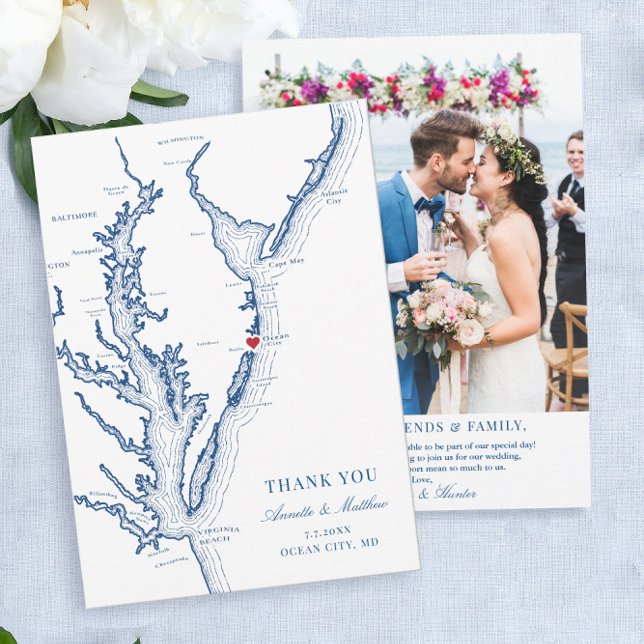 Ocean City Maryland Mariage Carte de remerciements (These Ocean City Maryland photo thank you cards are perfect for your Maryland destination wedding
)
