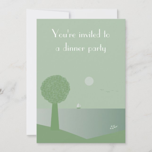 Océan Élégant À Dîner De Nuit Invitations (Devant)