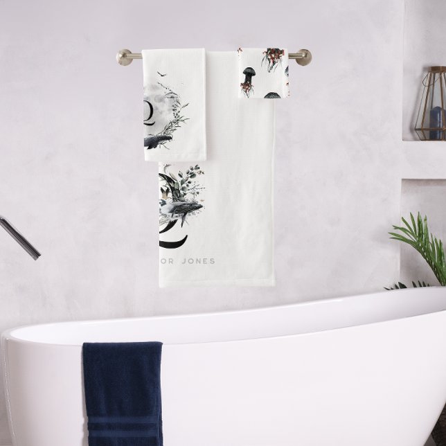 Océan Élégant | Monogramme de baleine à l'aquarell (Créateur téléchargé)