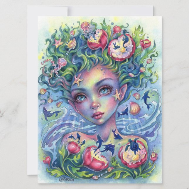Ocean Eyes Mermaid Imaginaire Girl Cartes d'Art de (Devant)