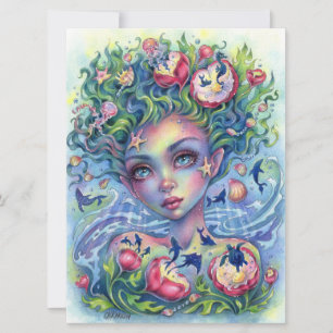 Ocean Eyes Mermaid Imaginaire Girl Cartes d'Art de