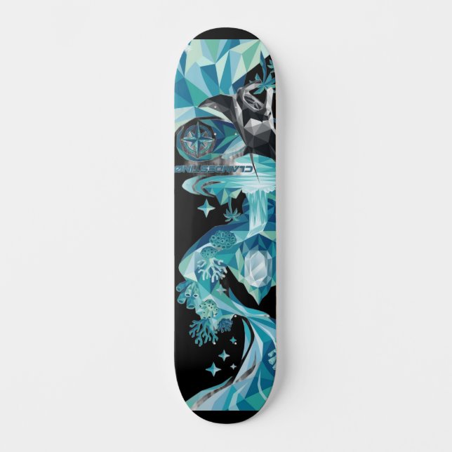 “Ocean Flow – Manta Ray Skateboard Deck” (Recto)