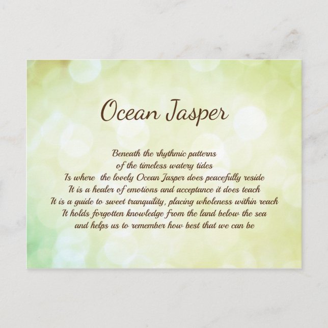 Ocean Jasper Cristal Design de guérison Carte post (Devant)