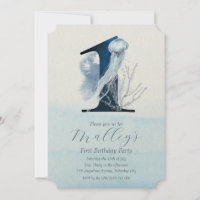 Ocean Jellyfish Age Numéro Un 1 Invitation d'anniv