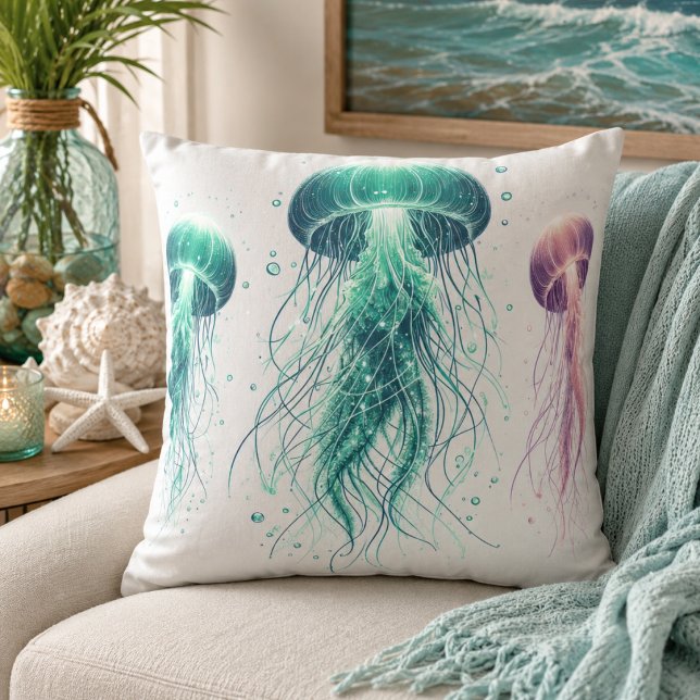 Océan Lumineux : Coussin de Jetée Inspiré des Médu (Glowing Ocean: Jellyfish Inspired Throw Pillows)