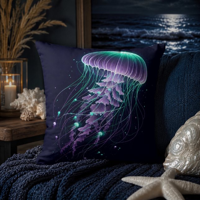 Océan Lumineux : Coussin de Jetée Inspiré des Médu (Glowing Ocean: Jellyfish Inspired Throw Pillows)
