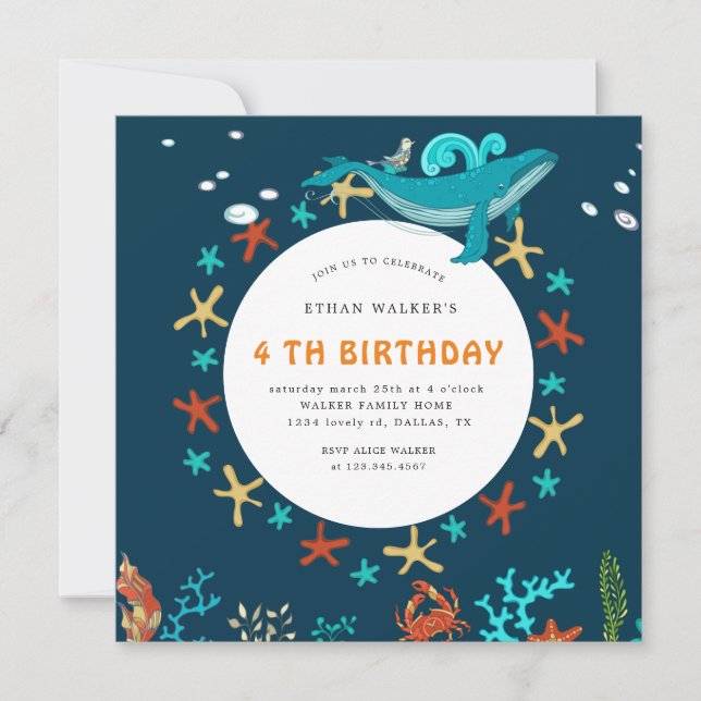 Ocean Party | Invitation d'anniversaire (Devant)