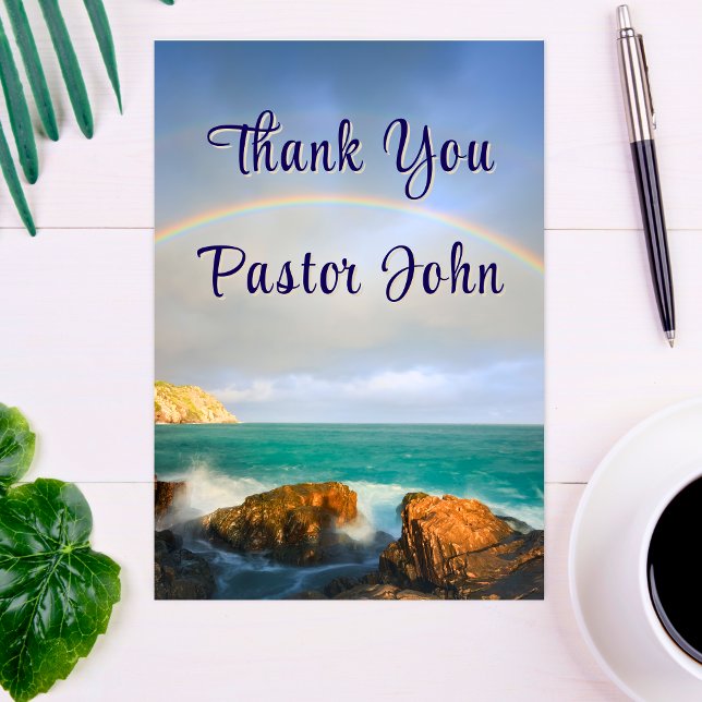 Ocean Rainbow Pastor Appréciation Carte de remerci (Ocean Rainbow Pastor Appreciation Thank You Card
)