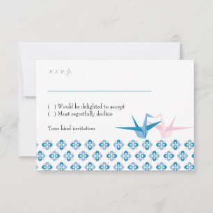 Océan / Rose Grues en origami pour RSVP de mariage
