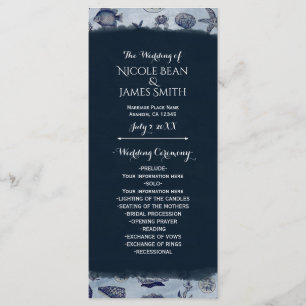 Ocean Sea Life Nautical Vintage Wedding Programme