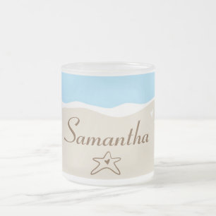 Ocean Sea Shell Eau Frosted Glass Coffee Mug Cup